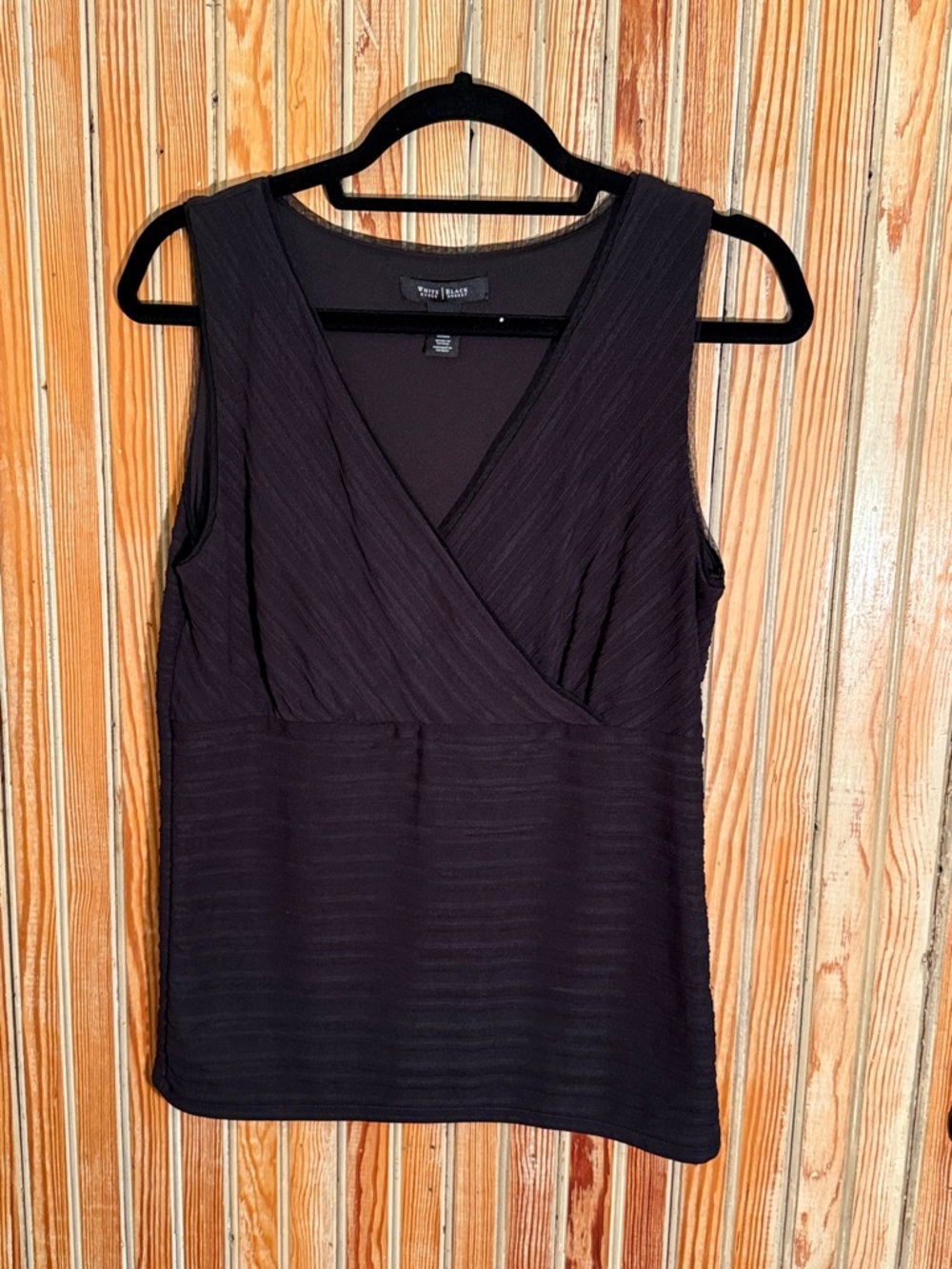 White House Black Market Black Sleeveless Faux-Wrap Tank